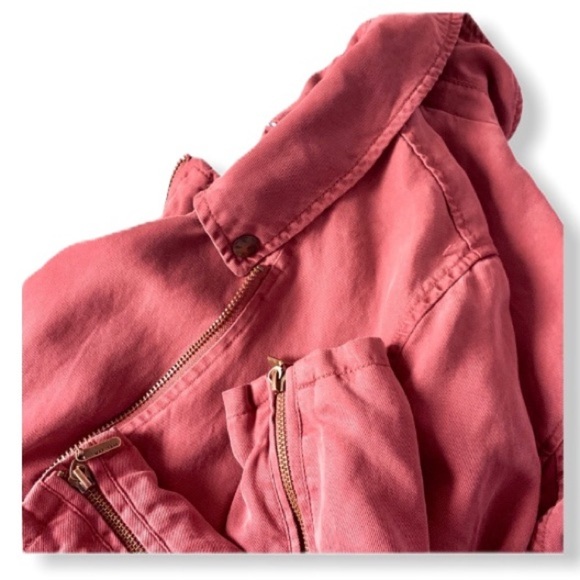 Max Jeans Valley of Fire Tencel Maroon Jacket Utility Streetwear Full Zip - Picture 9 of 9